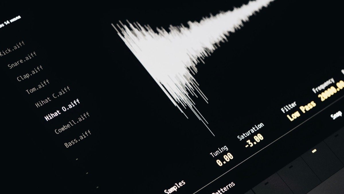 Écran d’ordinateur affichant la forme d’onde d’un fichier audio
